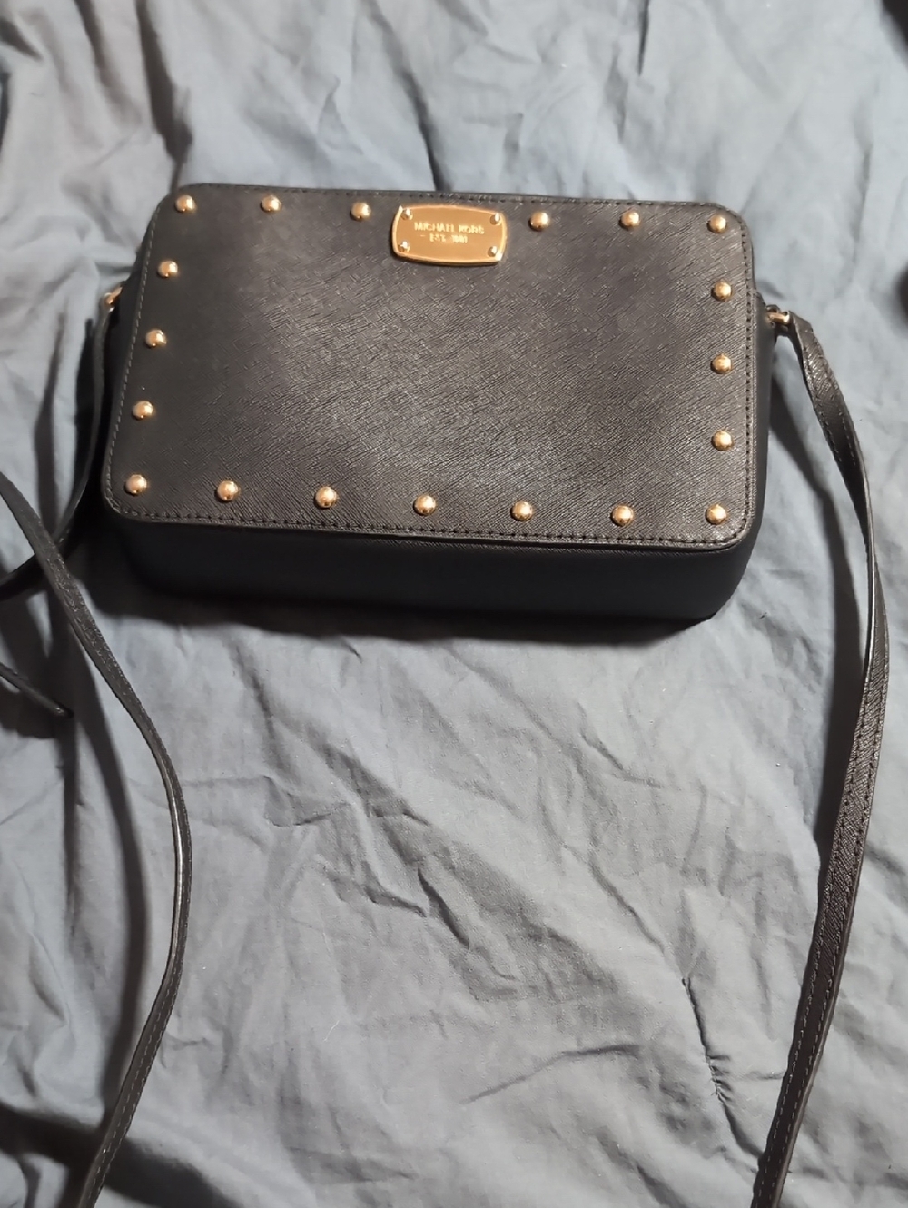 Michael Kors Black Crossbody with Gold Studs
